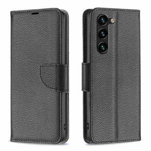 For Samsung Galaxy S25+ 5G Litchi Texture Pure Color Flip Leather Phone Case(Black)