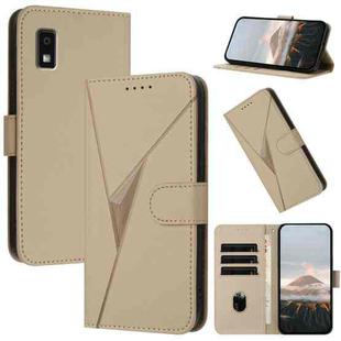 For Sharp Aquos Wish3 Triangle Pattern Buckle Clasp Leather Phone Case(Gold)