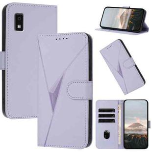 For Sharp Aquos Wish3 Triangle Pattern Buckle Clasp Leather Phone Case(Light Purple)