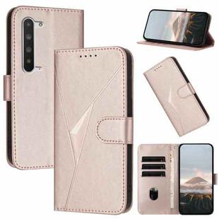 For Sharp Aquos R5G Triangle Pattern Buckle Clasp Leather Phone Case(Rose Gold)