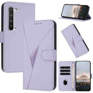 For Sharp Aquos R5G Triangle Pattern Buckle Clasp Leather Phone Case(Light Purple)