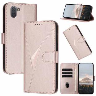 For Sharp Aquos R3 Triangle Pattern Buckle Clasp Leather Phone Case(Rose Gold)