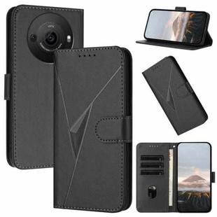 For Sharp Aquos R8 Pro SH-51D Triangle Pattern Buckle Clasp Leather Phone Case(Black)