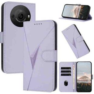 For Sharp Aquos R8 Pro SH-51D Triangle Pattern Buckle Clasp Leather Phone Case(Light Purple)