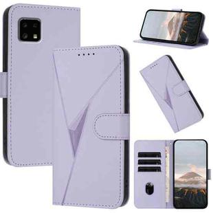 For Sharp Aquos Sense4 Triangle Pattern Buckle Clasp Leather Phone Case(Light Purple)