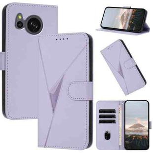 For Sharp Aquos Sense7 Triangle Pattern Buckle Clasp Leather Phone Case(Light Purple)