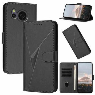 For Sharp Aquos Sense8 Triangle Pattern Buckle Clasp Leather Phone Case(Black)