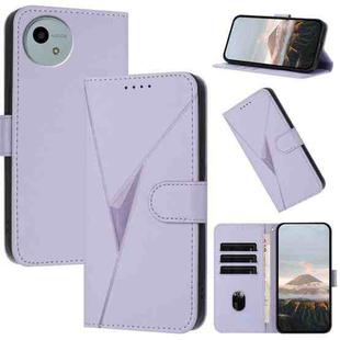For Sharp Aquos wish5 Triangle Pattern Buckle Clasp Leather Phone Case(Light Purple)