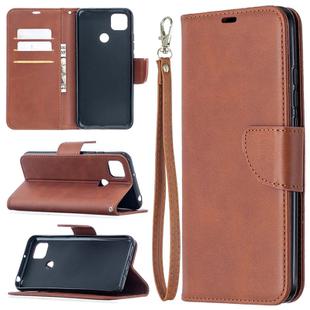 For Xiaomi Redmi 9C Retro Lambskin Texture Pure Color Horizontal Flip PU Leather Case with Holder & Card Slots & Wallet & Lanyard(Brown)