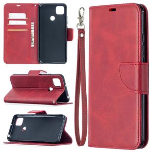 For Xiaomi Redmi 9C Retro Lambskin Texture Pure Color Horizontal Flip PU Leather Case with Holder & Card Slots & Wallet & Lanyard(Red)
