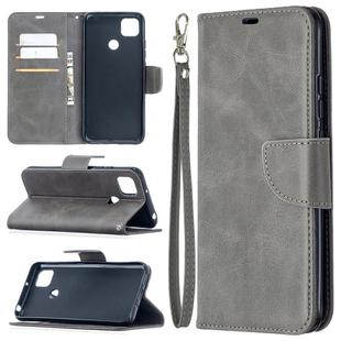 For Xiaomi Redmi 9C Retro Lambskin Texture Pure Color Horizontal Flip PU Leather Case with Holder & Card Slots & Wallet & Lanyard(Grey)