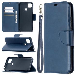 For Xiaomi Redmi 9C Retro Lambskin Texture Pure Color Horizontal Flip PU Leather Case with Holder & Card Slots & Wallet & Lanyard(Blue)