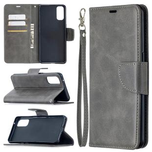 For OPPO Reno4 5G Retro Lambskin Texture Pure Color Horizontal Flip PU Leather Case with Holder & Card Slots & Wallet & Lanyard(Grey)