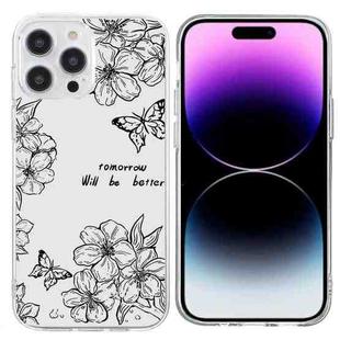 For iPhone 16 Pro Max Colorful Painting Pattern TPU Phone Case(Butterfly Flower)