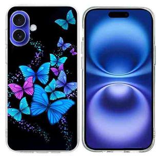 For iPhone 16 Colorful Painting Pattern TPU Phone Case(Color Butterflies)