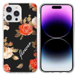 For iPhone 15 Pro Colorful Painting Pattern TPU Phone Case(Flowers On Black)