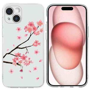 For iPhone 15 Colorful Painting Pattern TPU Phone Case(Plum Blossom)