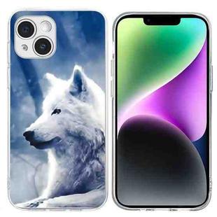 For iPhone 14 Plus Colorful Painting Pattern TPU Phone Case(White Wolf)