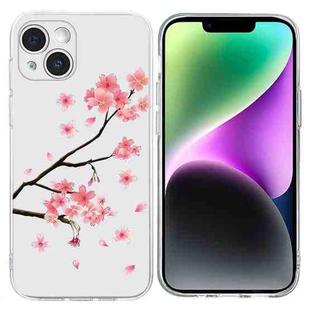 For iPhone 14 Plus Colorful Painting Pattern TPU Phone Case(Plum Blossom)