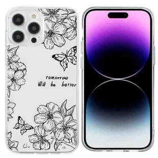 For iPhone 14 Pro Max Colorful Painting Pattern TPU Phone Case(Butterfly Flower)