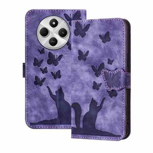 For Xiaomi Poco C75 Butterfly Cat Embossing Flip Leather Phone Case(Purple)