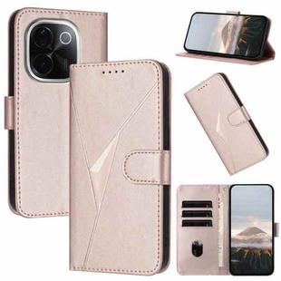 For vivo iQOO Z9s Pro Triangle Pattern Buckle Clasp Leather Phone Case(Rose Gold)