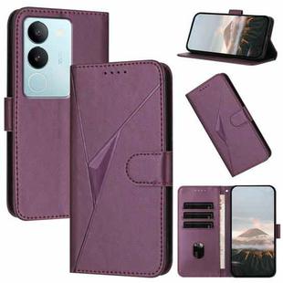 For vivo S17 Triangle Pattern Buckle Clasp Leather Phone Case(Dark Purple)