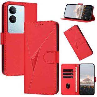 For vivo S17 Triangle Pattern Buckle Clasp Leather Phone Case(Red)