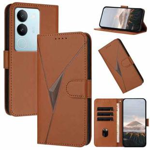 For vivo S17 Triangle Pattern Buckle Clasp Leather Phone Case(Brown)