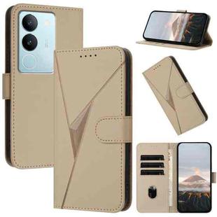 For vivo S17 Triangle Pattern Buckle Clasp Leather Phone Case(Gold)