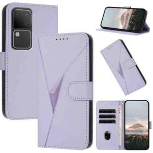 For vivo S18 Triangle Pattern Buckle Clasp Leather Phone Case(Light Purple)