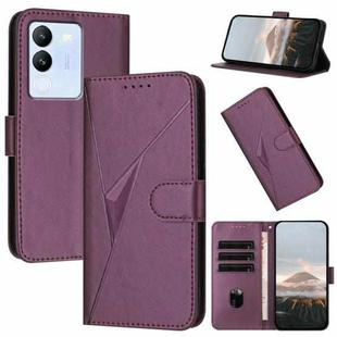 For vivo V29e Global Triangle Pattern Buckle Clasp Leather Phone Case(Dark Purple)