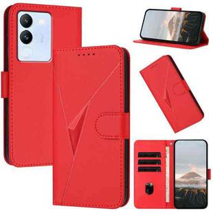 For vivo V29e Global Triangle Pattern Buckle Clasp Leather Phone Case(Red)