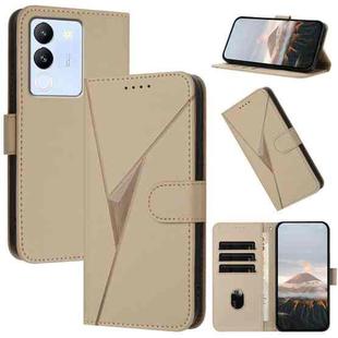 For vivo V29e Global Triangle Pattern Buckle Clasp Leather Phone Case(Gold)