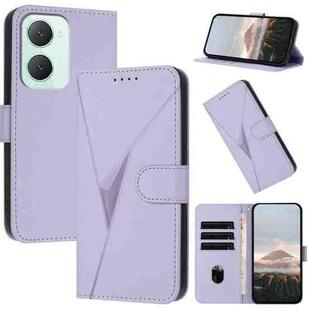 For vivo Y03 4G Triangle Pattern Buckle Clasp Leather Phone Case(Light Purple)