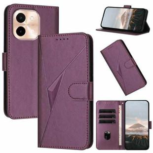 For vivo Y28 4G Triangle Pattern Buckle Clasp Leather Phone Case(Dark Purple)