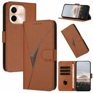 For vivo Y28 4G Triangle Pattern Buckle Clasp Leather Phone Case(Brown)