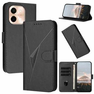 For vivo Y28 4G Triangle Pattern Buckle Clasp Leather Phone Case(Black)