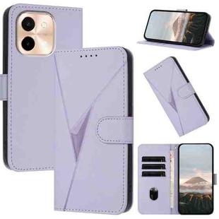 For vivo Y28 4G Triangle Pattern Buckle Clasp Leather Phone Case(Light Purple)