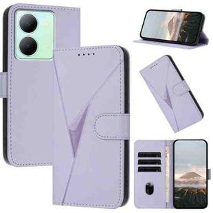 For vivo Y78 Triangle Pattern Buckle Clasp Leather Phone Case(Light Purple)