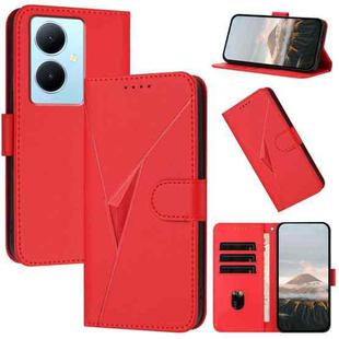 For vivo Y78+ Triangle Pattern Buckle Clasp Leather Phone Case(Red)