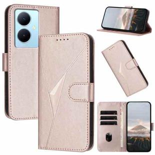 For vivo Y78+ Triangle Pattern Buckle Clasp Leather Phone Case(Rose Gold)