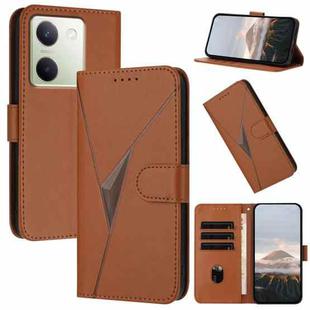 For vivo Y100 Triangle Pattern Buckle Clasp Leather Phone Case(Brown)