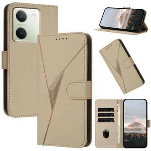 For vivo Y100 Triangle Pattern Buckle Clasp Leather Phone Case(Gold)