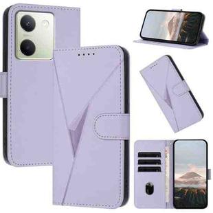 For vivo Y100 Triangle Pattern Buckle Clasp Leather Phone Case(Light Purple)