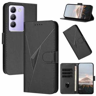 For vivo Y100 5G IDN Triangle Pattern Buckle Clasp Leather Phone Case(Black)