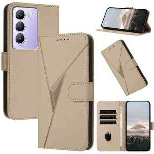 For vivo Y100 5G IDN Triangle Pattern Buckle Clasp Leather Phone Case(Gold)