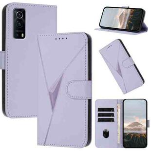 For vivo Y72 5G Triangle Pattern Buckle Clasp Leather Phone Case(Light Purple)