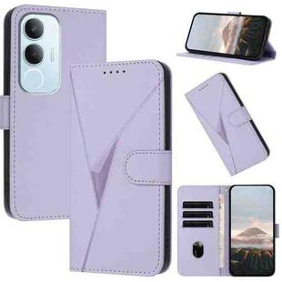 For vivo Y19s Global Triangle Pattern Buckle Clasp Leather Phone Case(Light Purple)