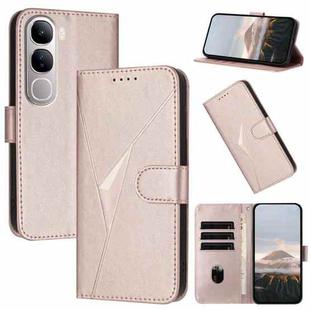 For vivo Y300 / V40 Lite 4G / 5G IDN Triangle Pattern Buckle Clasp Leather Phone Case(Rose Gold)